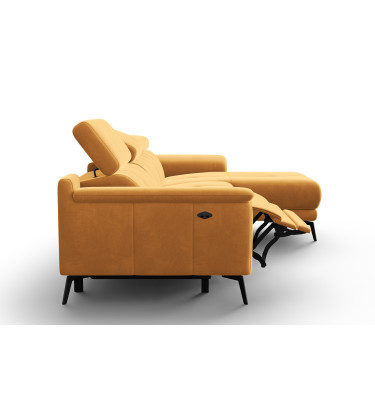 Ecksofa Relax 4-Sitzer rechts FIERO, Gelber Veloursstoff