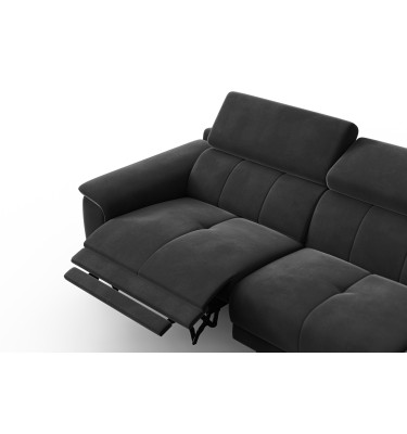 Ecksofa Relax 4-Sitzer rechts FIERO, Schwarzer Veloursstoff