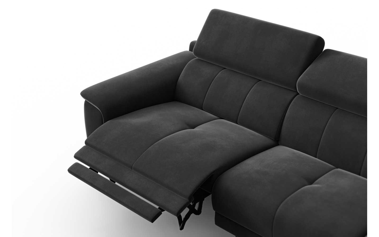 Ecksofa Relax 4-Sitzer rechts FIERO, Schwarzer Veloursstoff