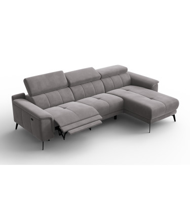 Ecksofa Relax 4-Sitzer rechts FIERO, Dunkelgrauer Veloursstoff
