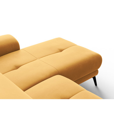 Ecksofa Relax 4-Sitzer rechts FIERO, Gelber Veloursstoff