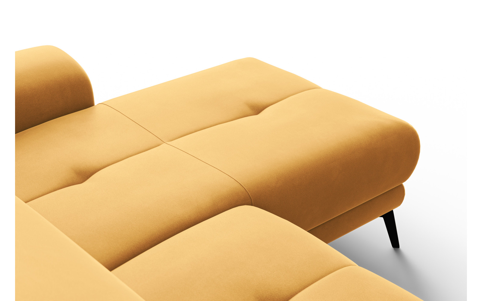 Ecksofa Relax 4-Sitzer rechts FIERO, Gelber Veloursstoff