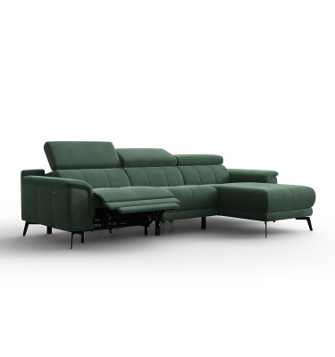 Ecksofa Relax 4-Sitzer rechts FIERO, Grüner Veloursstoff