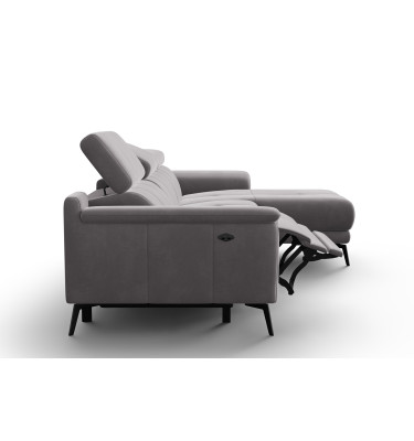 Ecksofa Relax 4-Sitzer rechts FIERO, Dunkelgrauer Veloursstoff
