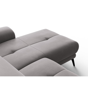 Ecksofa Relax 4-Sitzer rechts FIERO, Dunkelgrauer Veloursstoff