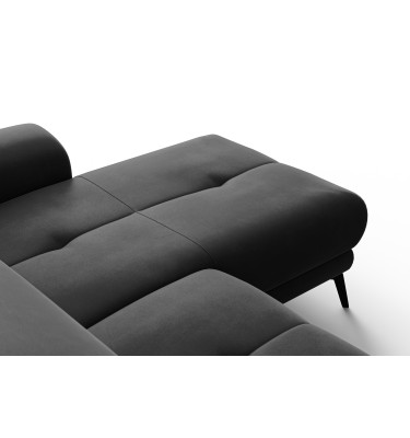 Ecksofa Relax 4-Sitzer rechts FIERO, Schwarzer Veloursstoff
