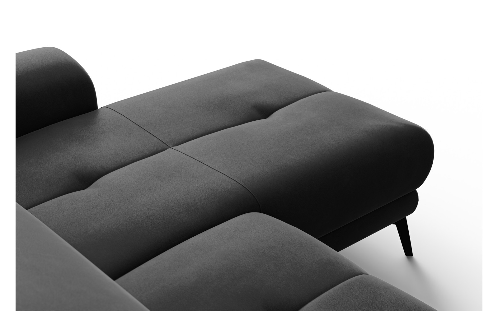 Ecksofa Relax 4-Sitzer rechts FIERO, Schwarzer Veloursstoff