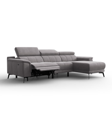 Ecksofa Relax 4-Sitzer rechts FIERO, Dunkelgrauer Veloursstoff