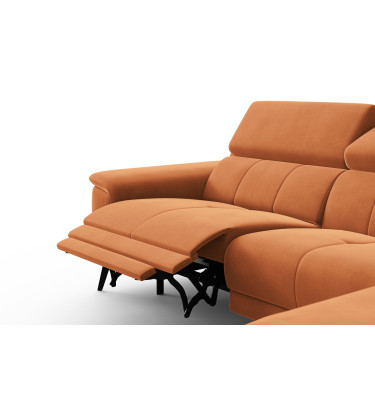 Ecksofa Relax 4-Sitzer rechts FIERO, Oranger Veloursstoff