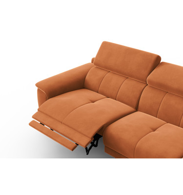 Ecksofa Relax 4-Sitzer rechts FIERO, Oranger Veloursstoff