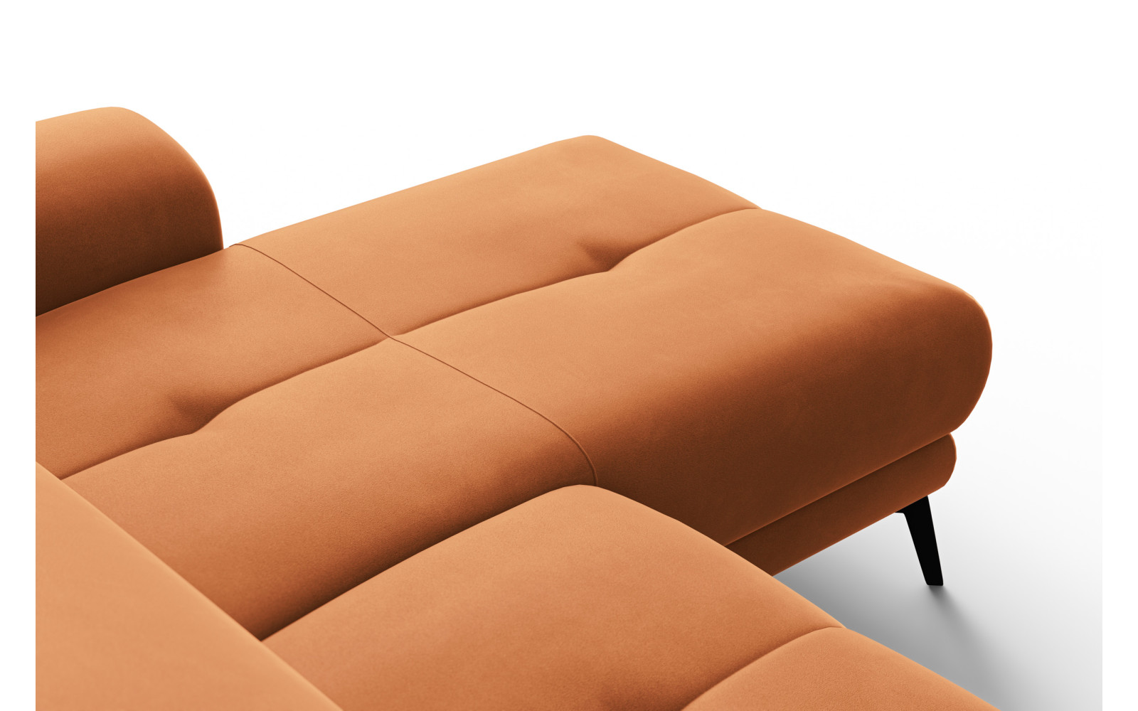 Ecksofa Relax 4-Sitzer rechts FIERO, Oranger Veloursstoff