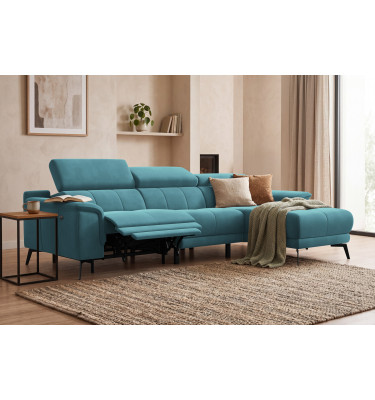 Ecksofa Relax 4-Sitzer rechts FIERO, Minter Veloursstoff