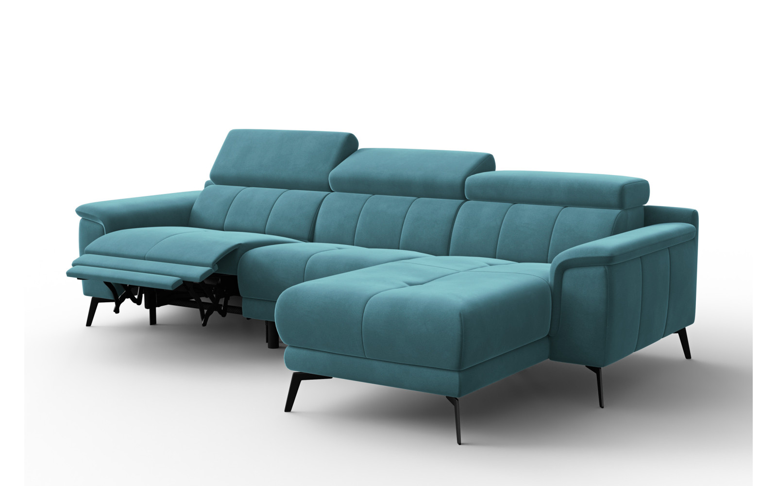 Ecksofa Relax 4-Sitzer rechts FIERO, Minter Veloursstoff
