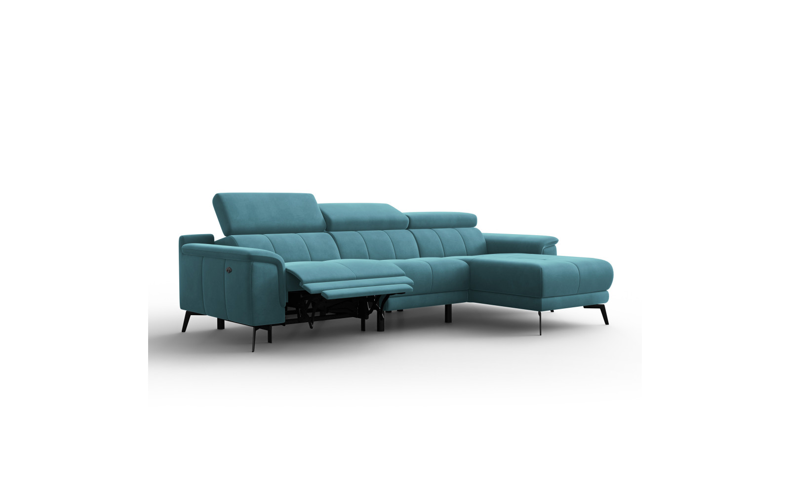 Ecksofa Relax 4-Sitzer rechts FIERO, Minter Veloursstoff