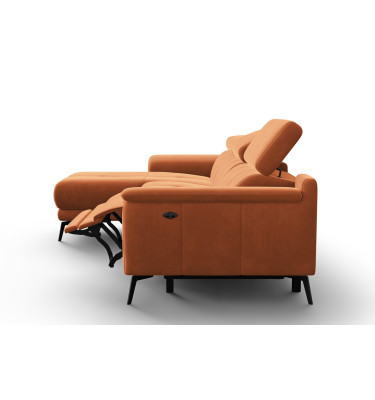 Ecksofa Relax 4-Sitzer links FIERO, Oranger Veloursstoff