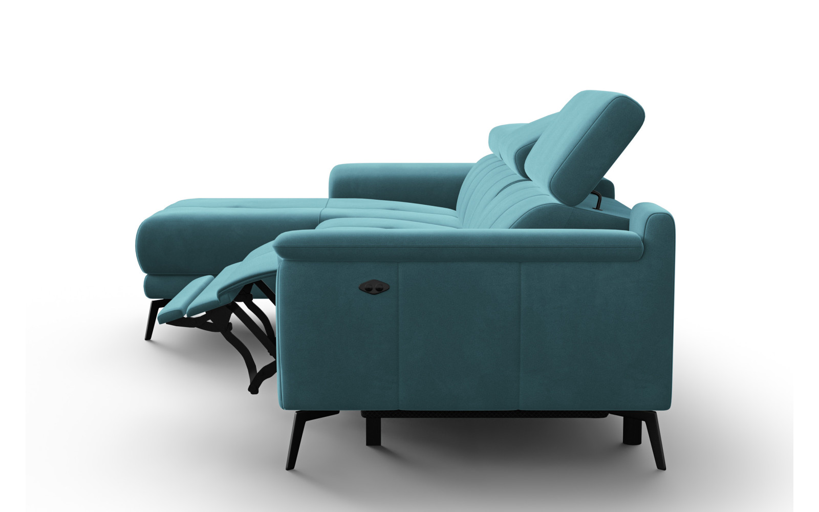 Ecksofa Relax 4-Sitzer links FIERO, Minter Veloursstoff