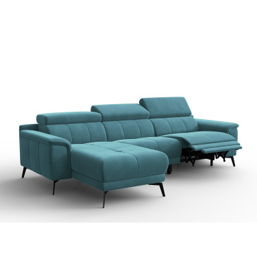 Ecksofa Relax 4-Sitzer links FIERO, Minter Veloursstoff
