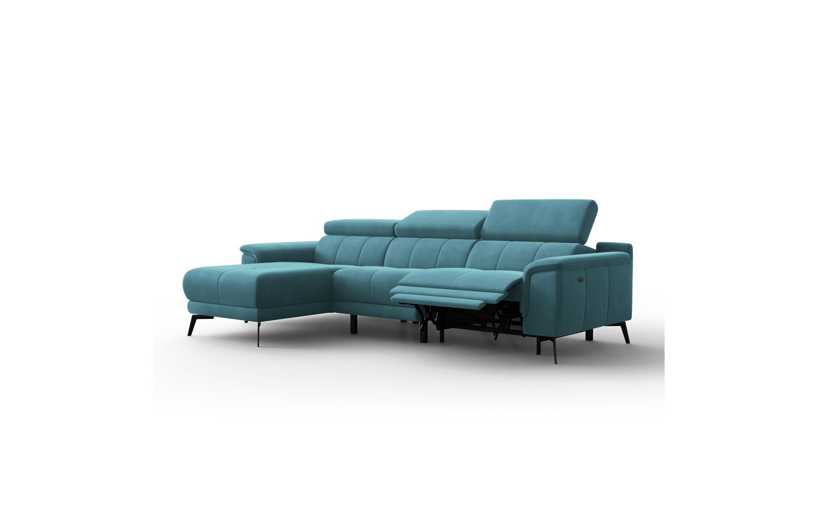 Ecksofa Relax 4-Sitzer links FIERO, Minter Veloursstoff