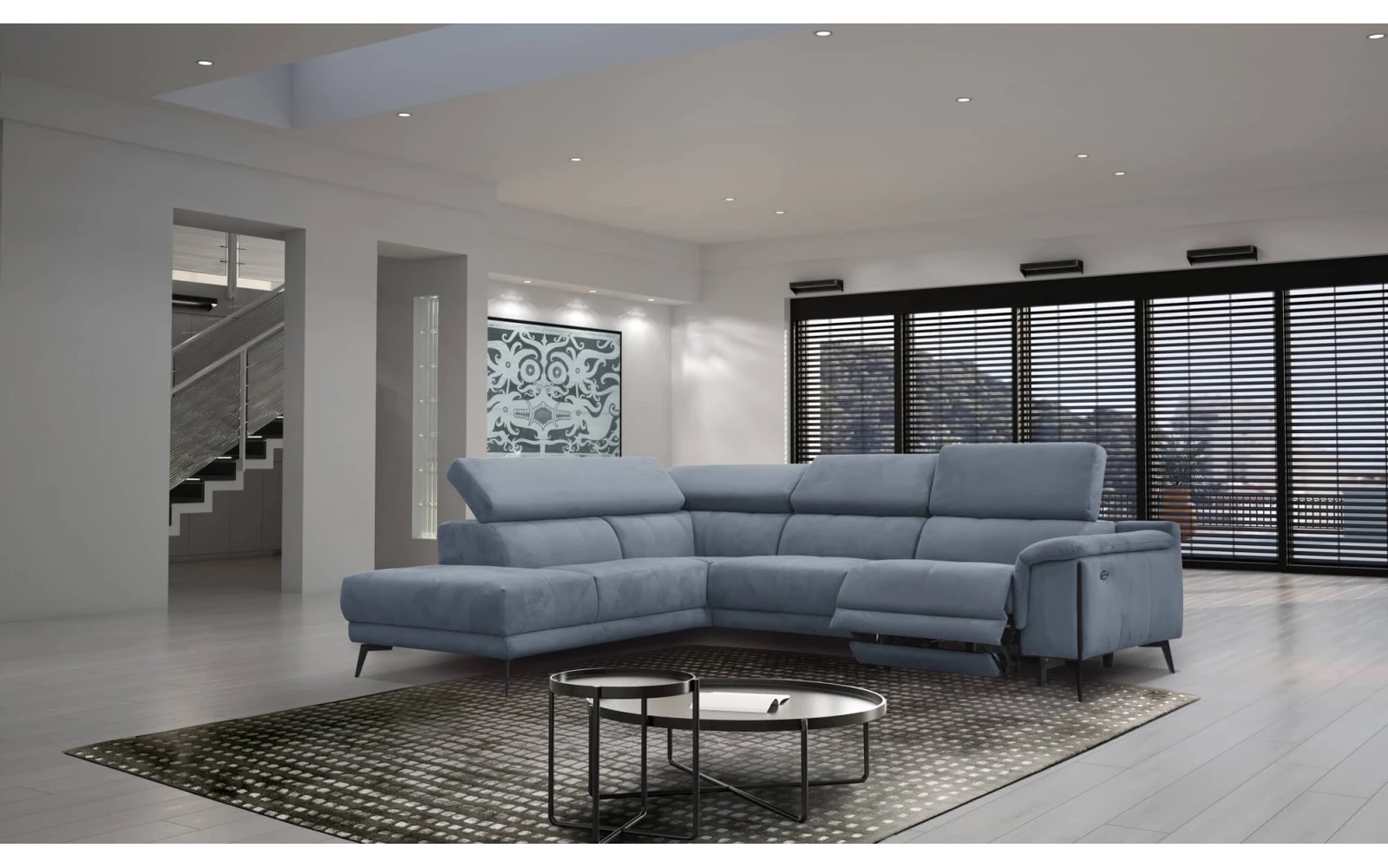 Ecksofas mit elektrischer Relaxfunktion